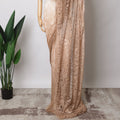 Beige and Camel Brown Ombre French Chantilly Lace Fabric with stone work – 5.5 Meters, Floral Design, 110 cm Width-D21056 Regal Fabrics