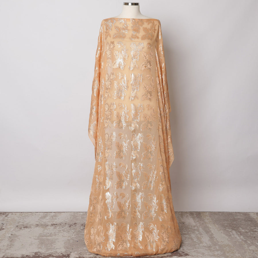 Peach Gold Somali Silk Chiffon Dirac Fabric with Metallic Lurex, 140 cm Width, 3.5 Meters - South Korea-D21101