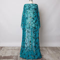 Teal Somali Silk Chiffon Dirac Fabric with Metallic Lurex, 140 cm Width, 3.5 Meters - South Korea-D21109