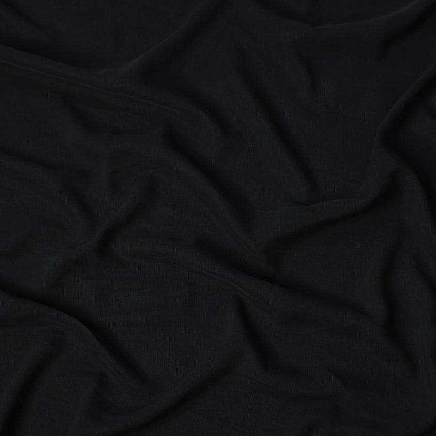 Black Sustainable Cupro Linen Fabric, 140 cm Width - Biodegradable, Made in Japan-D21114