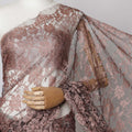 Dusty Rose, Black Two-Tone French Chantilly Lace Fabric, 5.5 Meters X 110 Cms, Premium Lace-D21199
