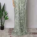 Mint Green, Grey Two-Tone French Chantilly Lace Fabric, 5.5 Meters X 110 Cms, Premium Lace-D21204
