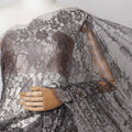 Brownish Grey, black Two-Tone French Chantilly Lace Fabric, 5.5 Meters X 110 Cms, Premium Lace-D21205
