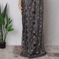Brownish Grey, black Two-Tone French Chantilly Lace Fabric, 5.5 Meters X 110 Cms, Premium Lace-D21205
