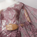 Dusty Pink, Black Two-Tone French Chantilly Lace Fabric, 5.5 Meters X 110 Cms, Premium Lace-D21206