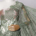 Sage Green Single tone French Chantilly Lace Fabric, 5.5 Meters X 110 Cms, Premium Lace-D21209
