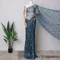 Steel Blue, Black Two-Tone French Chantilly Lace Fabric, 5.5 Meters X 110 Cms, Premium Lace-D21212 Regal Fabrics