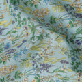 Sky Blue Floral Cotton Lawn Digital Print Fabric - 110 cm Width-D21216