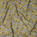 Gray and Yellow Floral Cotton Lawn Digital Print Fabric - 110 cm Width-D21219