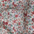White and Red Floral Cotton Lawn Digital Print Fabric - 110 cm Width-D21232