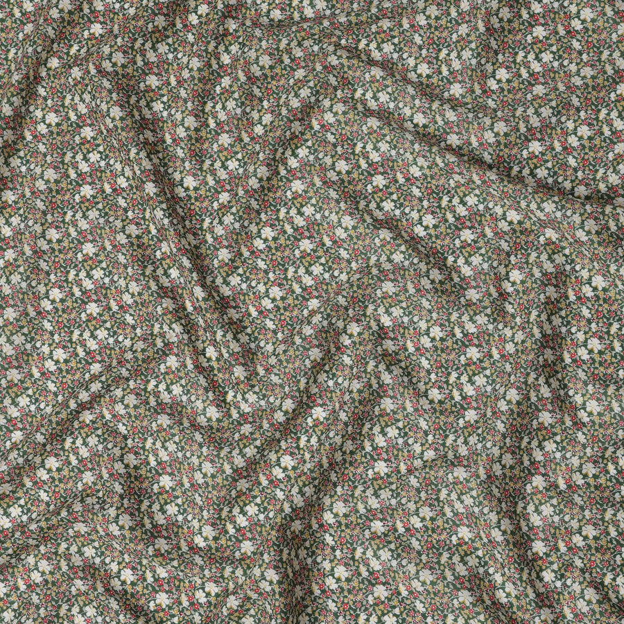 Green and White Floral Cotton Lawn Digital Print Fabric - 110 cm Width-D21240 Regal Fabrics