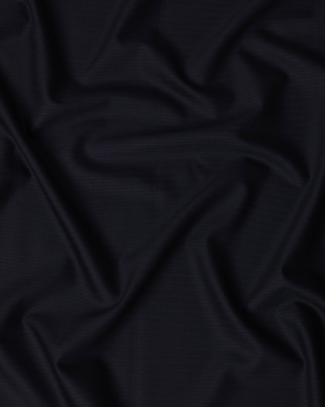 Navy Blue Italian Super 140's All Wool Suiting Fabric with Self Stripe Design, 4.0 Meters, Width 150 cm-D21343