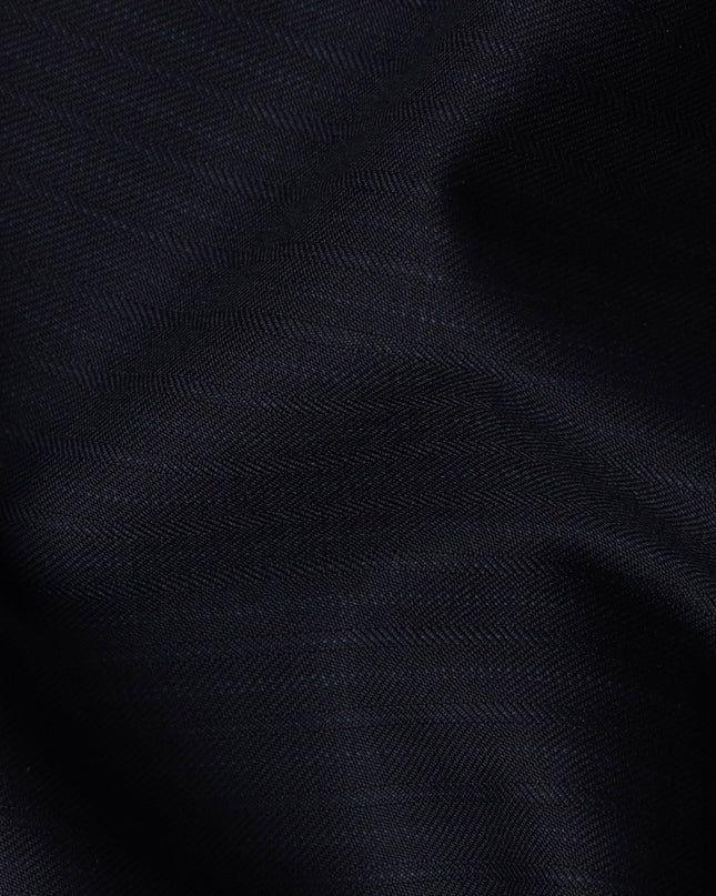 Navy Blue Italian Super 140's All Wool Suiting Fabric with Self Stripe Design, 4.0 Meters, Width 150 cm-D21343