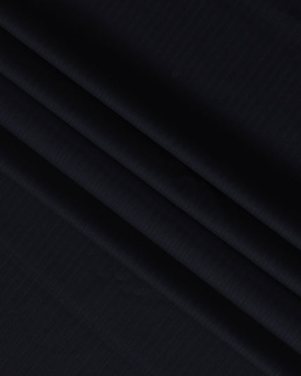 Navy Blue Italian Super 140's All Wool Suiting Fabric with Self Stripe Design, 4.0 Meters, Width 150 cm-D21343