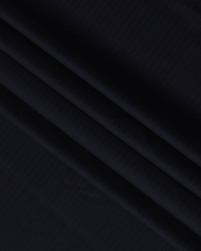 Navy Blue Italian Super 140's All Wool Suiting Fabric with Self Stripe Design, 4.0 Meters, Width 150 cm-D21343