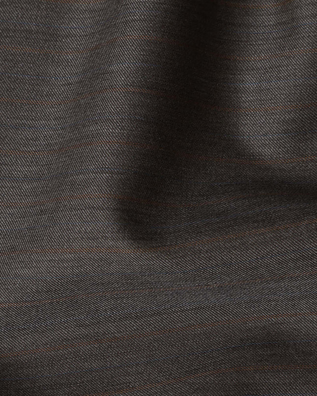 Greyish Brown with Subtle Pinstripe English Super 120's All Wool Suiting Fabric, 3.75Meters, Width 150 cm-D21352