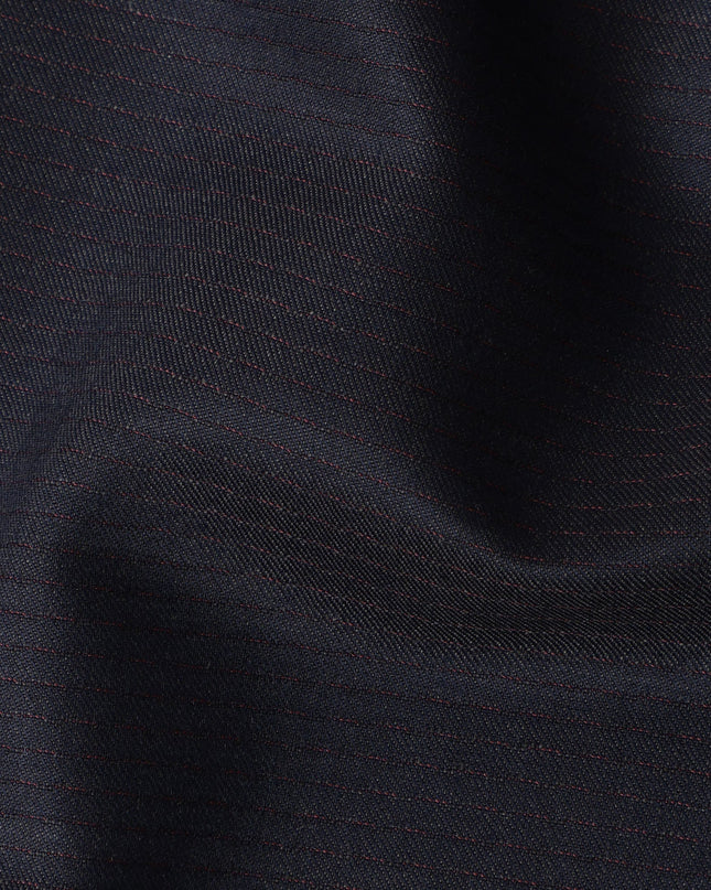 Dark Ink Blue with Red Pinstripe English Super 120's All Wool Suiting Fabric, 3.75Meters, Width 150 cm-D21353