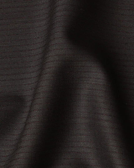 Dark Brown with Red Pinstripe English Super 120's All Wool Suiting Fabric, 3.75Meters, Width 150 cm-D21354