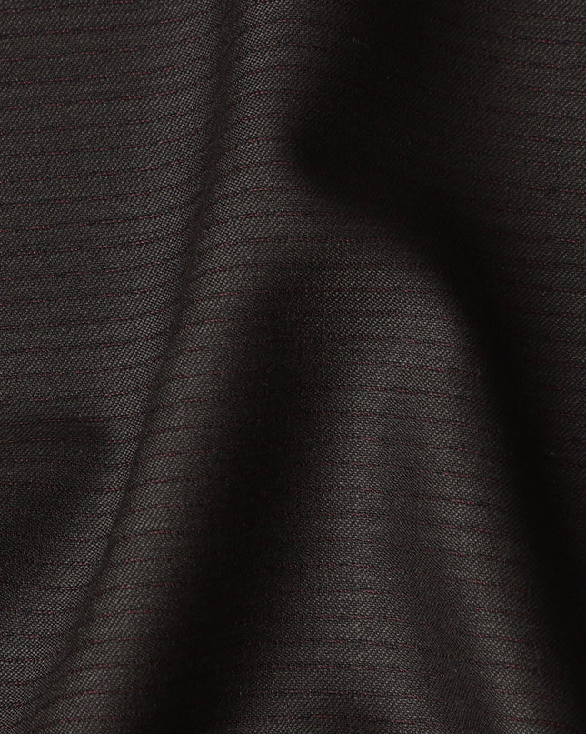 Dark Brown with Red Pinstripe English Super 120's All Wool Suiting Fabric, 3.75Meters, Width 150 cm-D21354