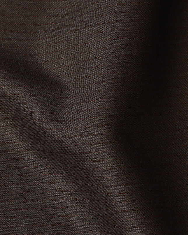 Brown with Red Pinstripe English Super 120's All Wool Suiting Fabric, 3.75Meters, Width 150 cm-D21355