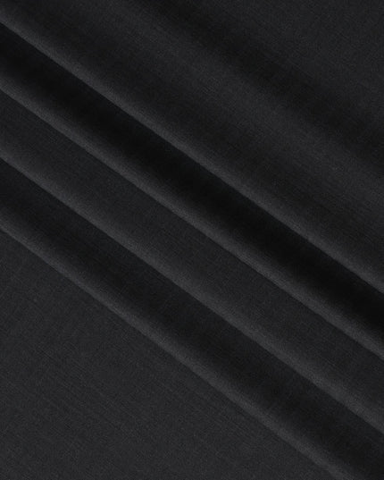 Dark Grey with Herringbone Pattern English Super 120's All Wool Suiting Fabric, 3.75 Meters, Width 150 cm-D21358