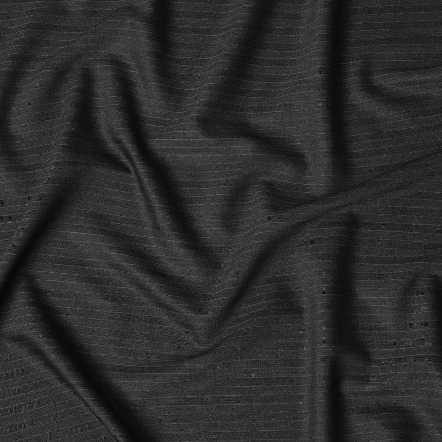 Charcoal Grey with Diagonal Stripe English Super 120's All Wool Suiting Fabric, 3.75 Meters, Width 150 cm-D21359