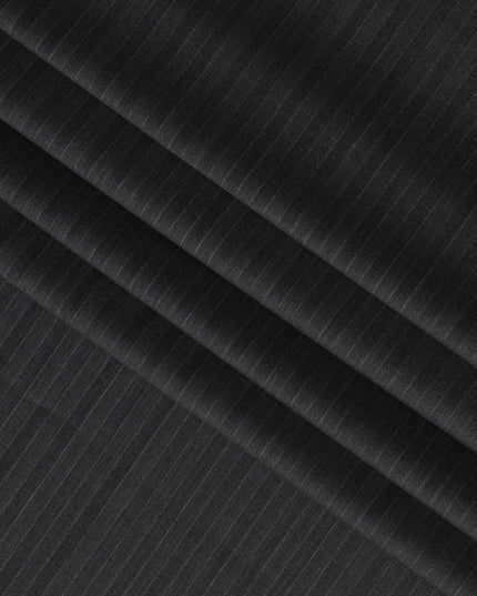 Charcoal Grey with Diagonal Stripe English Super 120's All Wool Suiting Fabric, 3.75 Meters, Width 150 cm-D21359