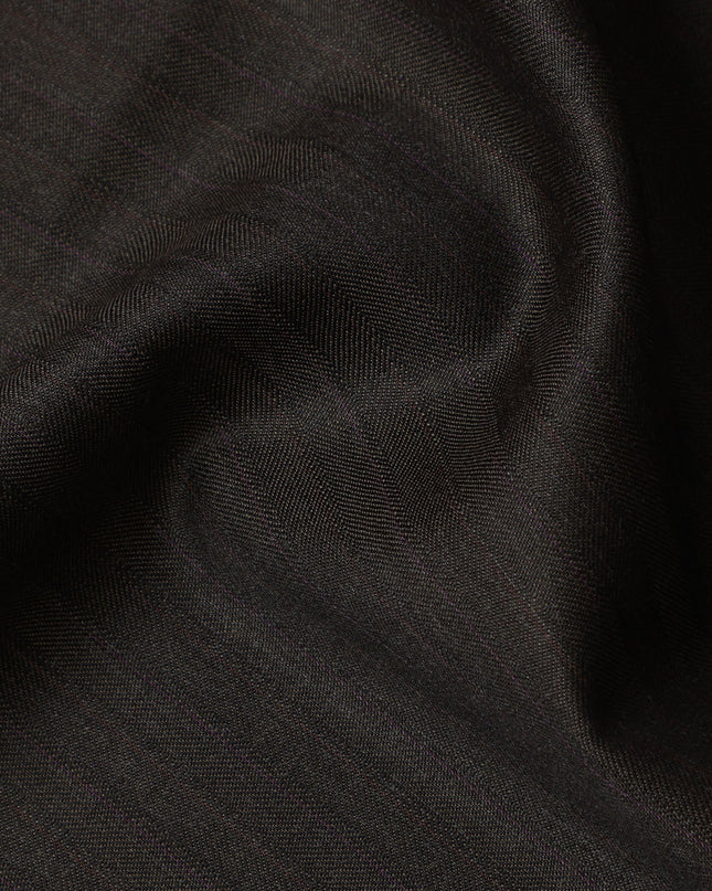 Mehindi Brown with Subtle Pinstripe English Super 120's All Wool Suiting Fabric, 3.75 Meters, Width 150 cm-D21360