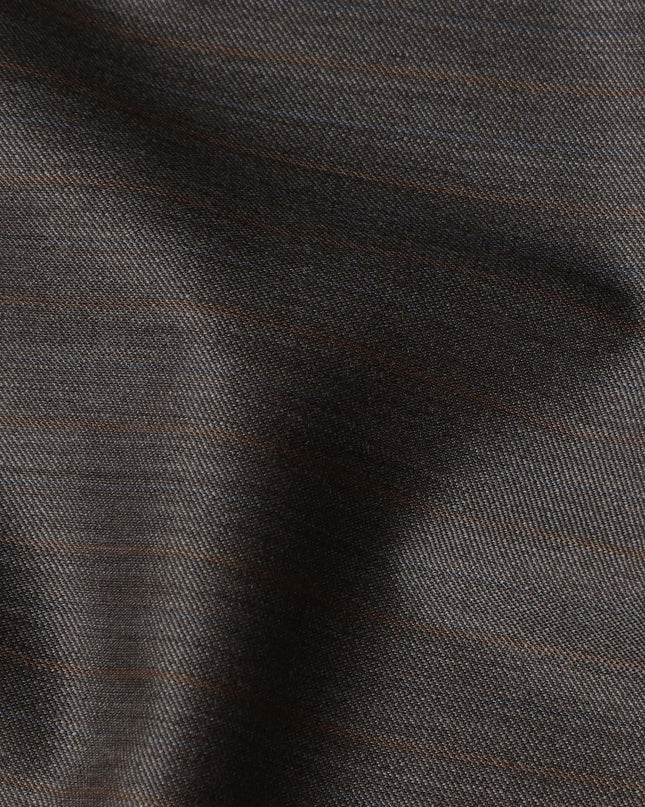 Taupe Brown with Rust Pinstripe English Super 120's All Wool Suiting Fabric, 3.75 Meters, Width 150 cm-D21361