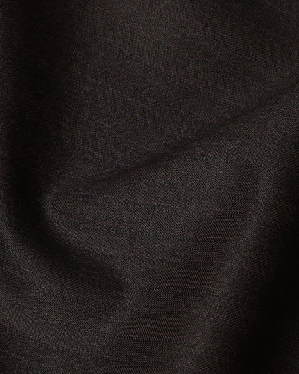 Espresso Brown with Subtle Pinstripe English Super 120's All Wool Suiting Fabric, 3.75 Meters, Width 150 cm-D21362