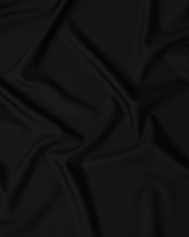 Jet Black English Super 150's All Wool Suiting Fabric, 3.5 Meters, Width 150 cm-D21364