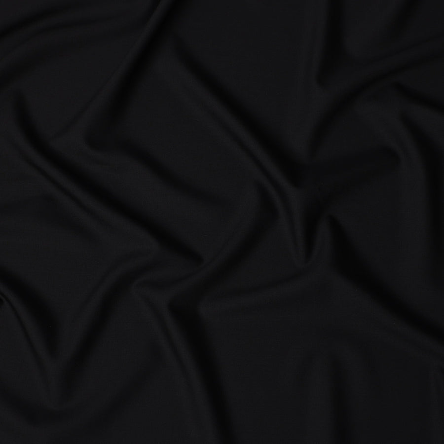 Jet Black English Super 150's All Wool Suiting Fabric, 3.5 Meters, Width 150 cm-D21364