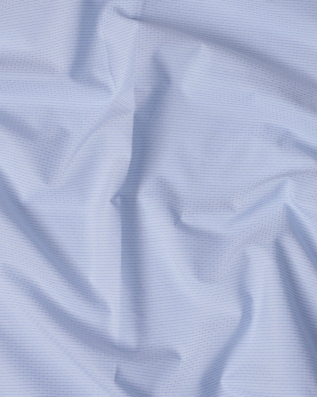 Light Blue Premium 100% Cotton Shirting Fabric with Pinstripe and Dot Design, 140 cm Wide-D21414