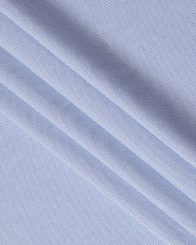 Light Blue Premium 100% Cotton Shirting Fabric with Pinstripe and Dot Design, 140 cm Wide-D21414