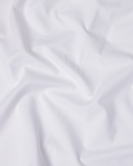 White Premium 100% Swiss Cotton Shirting Fabric with Subtle Diamond Pattern, 140 cm Wide-D21416