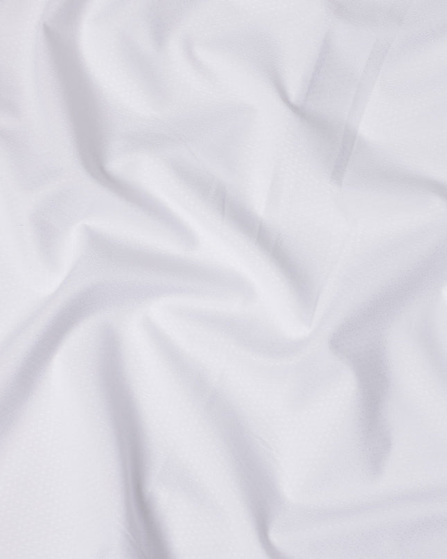 White Premium 100% Swiss Cotton Shirting Fabric with Subtle Diamond Pattern, 140 cm Wide-D21416