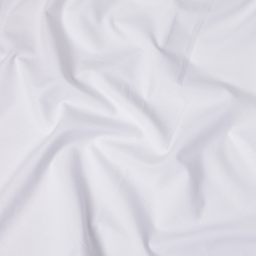 White Premium 100% Swiss Cotton Shirting Fabric with Subtle Diamond Pattern, 140 cm Wide-D21416