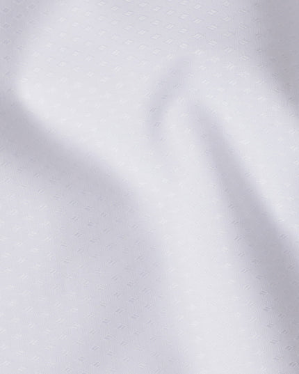 White Premium 100% Swiss Cotton Shirting Fabric with Subtle Diamond Pattern, 140 cm Wide-D21416