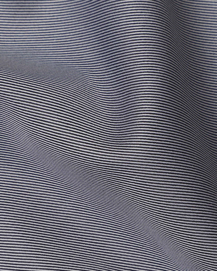 Black and White Striped Premium Cotton Shirting Fabric, 140 cm Wide-D21419