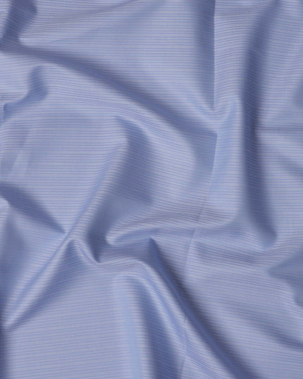 Light Blue Premium 100% Cotton Shirting Fabric with Textured Stripes, 140 cm Wide-D21420