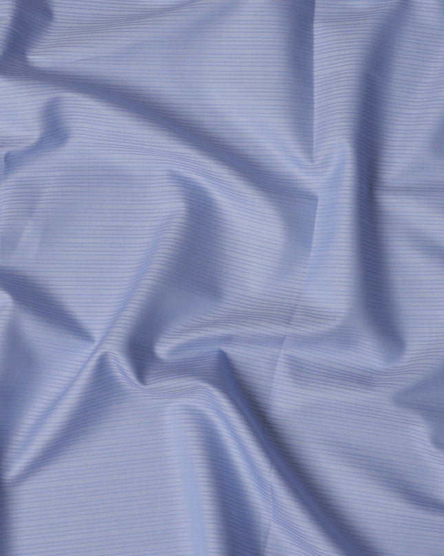 Light Blue Premium 100% Cotton Shirting Fabric with Textured Stripes, 140 cm Wide-D21420