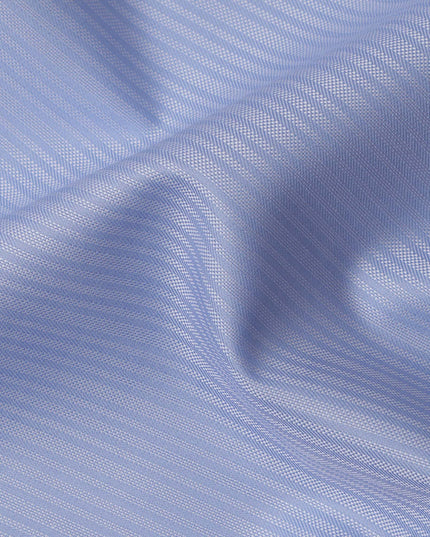 Light Blue Premium 100% Cotton Shirting Fabric with Textured Stripes, 140 cm Wide-D21420