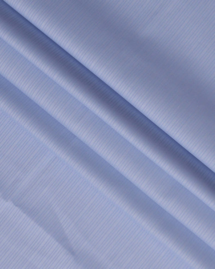 Light Blue Premium 100% Cotton Shirting Fabric with Textured Stripes, 140 cm Wide-D21420