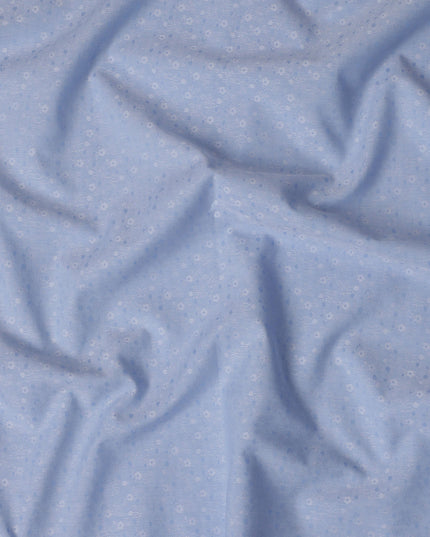 Light Blue Premium 100% Cotton Shirting Fabric with Floral Jacquard Design, 140 cm Wide-D21422