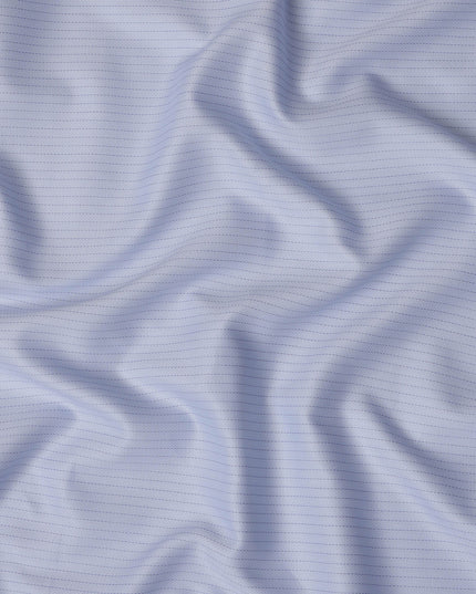 Light Blue Premium 100% Cotton Shirting Fabric with Dotted Stripe Design, 140 cm Wide-D21423