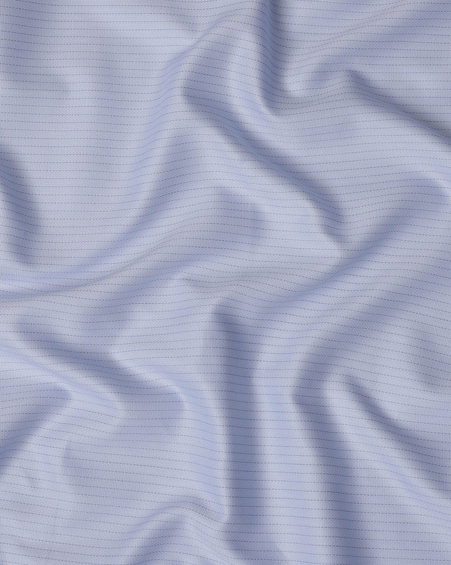 Light Blue Premium 100% Cotton Shirting Fabric with Dotted Stripe Design, 140 cm Wide-D21423