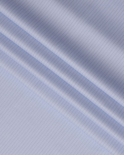 Light Blue Premium 100% Cotton Shirting Fabric with Dotted Stripe Design, 140 cm Wide-D21423