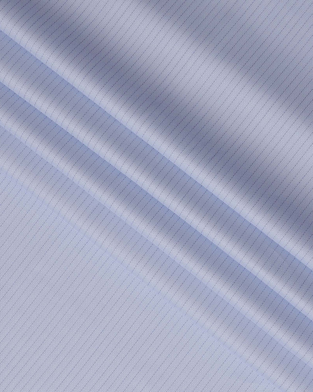 Light Blue Premium 100% Cotton Shirting Fabric with Dotted Stripe Design, 140 cm Wide-D21423