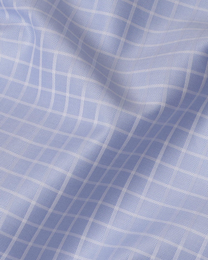 Light Blue Premium 100% Cotton Shirting Fabric with Windowpane Check Pattern, 140 cm Wide-D21424