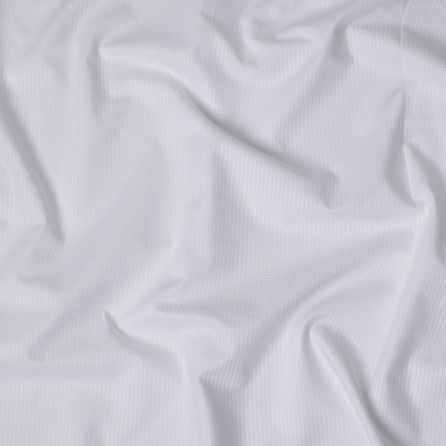 White Premium 100% Cotton Shirting Fabric with Textured Check Design, 140 cm Wide-D21425